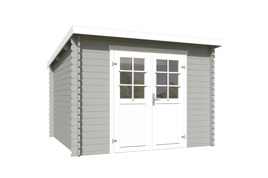 Outdoor Life Nadia Blokhut 295x295 cm 28 mm vuren Platinum Grey-Wit gecoat