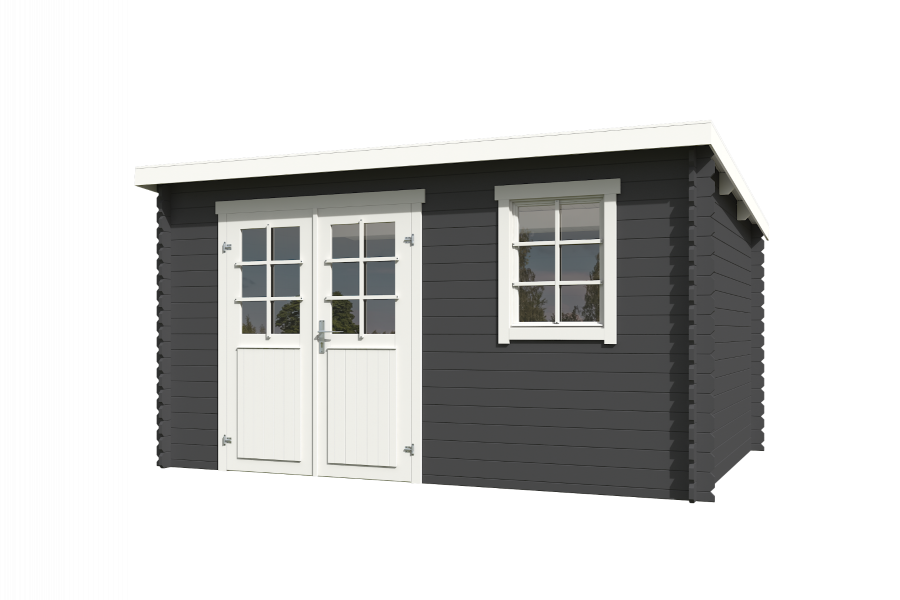 Outdoor Life Amira Blokhut 400x295 cm 28 mm vuren Carbon Grey-Wit gecoat