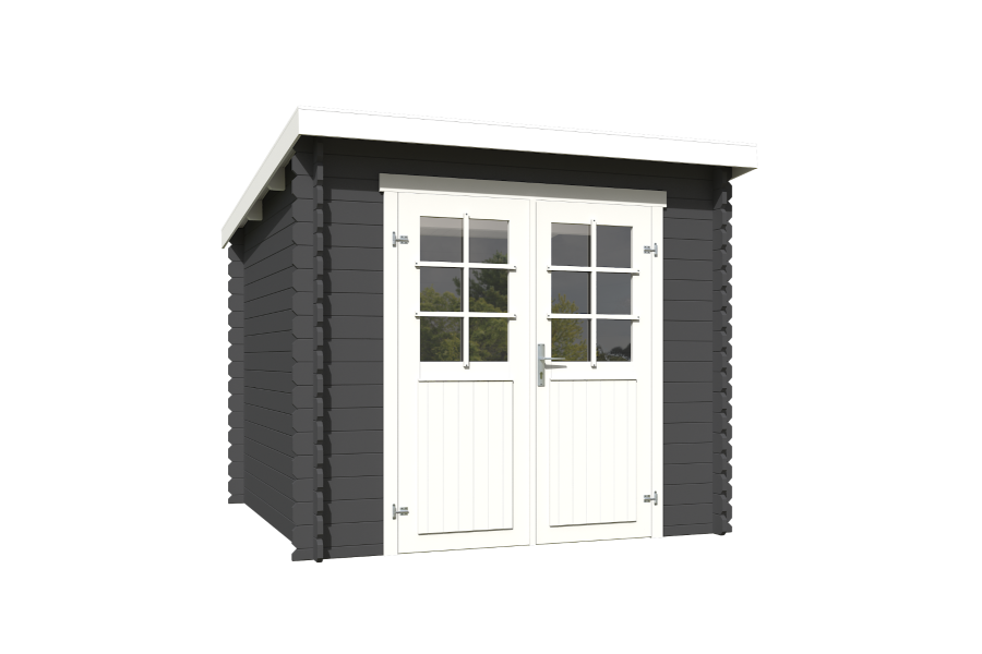 Outdoor Life Indi Blokhut 250x250 cm 28 mm vuren Carbon Grey-Wit gecoat