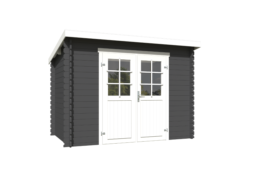 Outdoor Life Nadia Blokhut 295x195 cm 28 mm vuren Carbon Grey-Wit gecoat