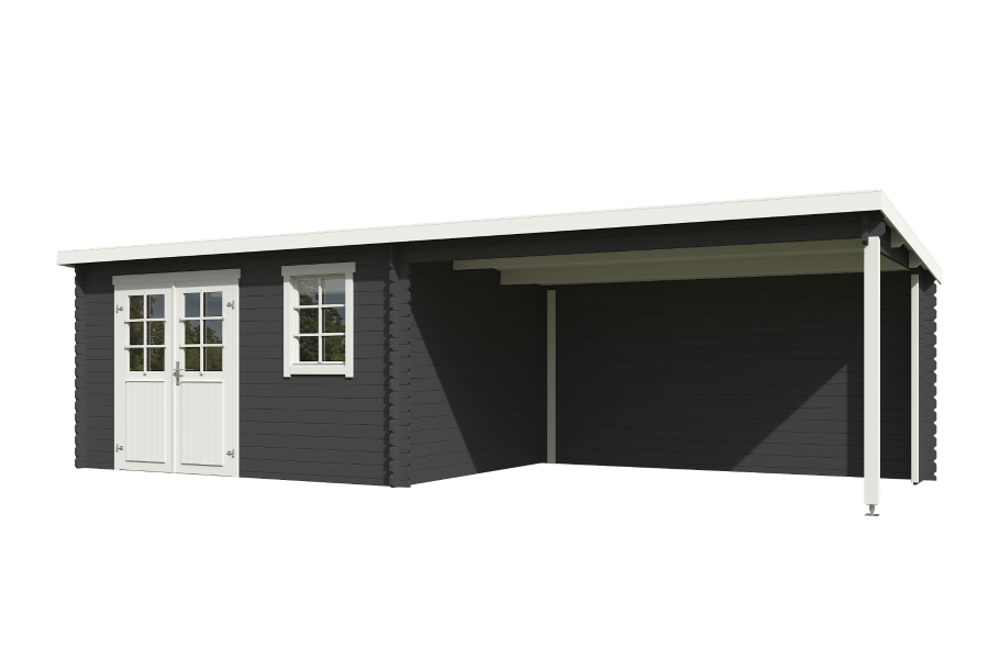 Outdoor Life Aida Blokhut 780x295 cm 28 mm vuren Carbon Grey-Wit gecoat