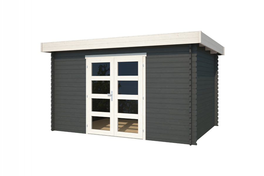 Blokhut Mikkel 380x275 cm - Carbon Grey-Wit gecoat second