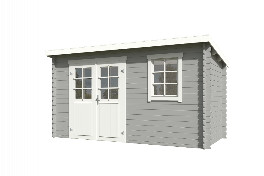 Outdoor Life Amira Blokhut 400x195 cm 28 mm vuren Platinum Grey-Wit gecoat