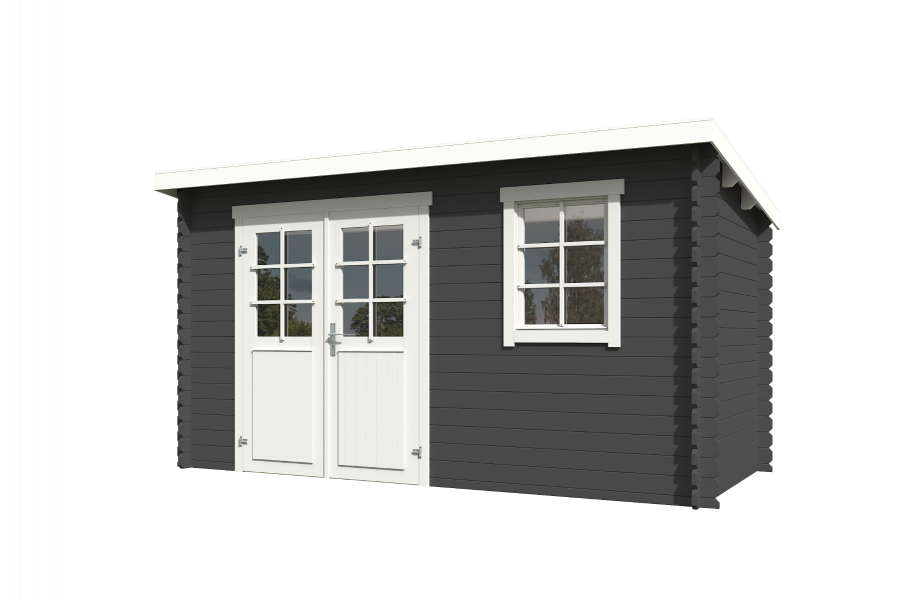 Outdoor Life Amira Blokhut 400x195 cm 28 mm vuren Carbon Grey-Wit gecoat