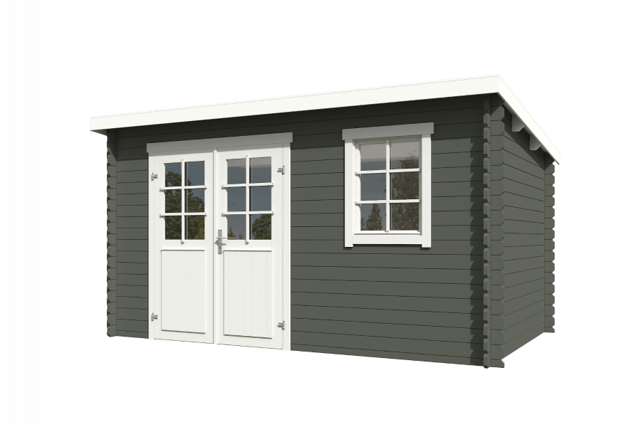 Outdoor Life Amira Blokhut 400x250 cm 28 mm vuren Green Grey-Wit gecoat