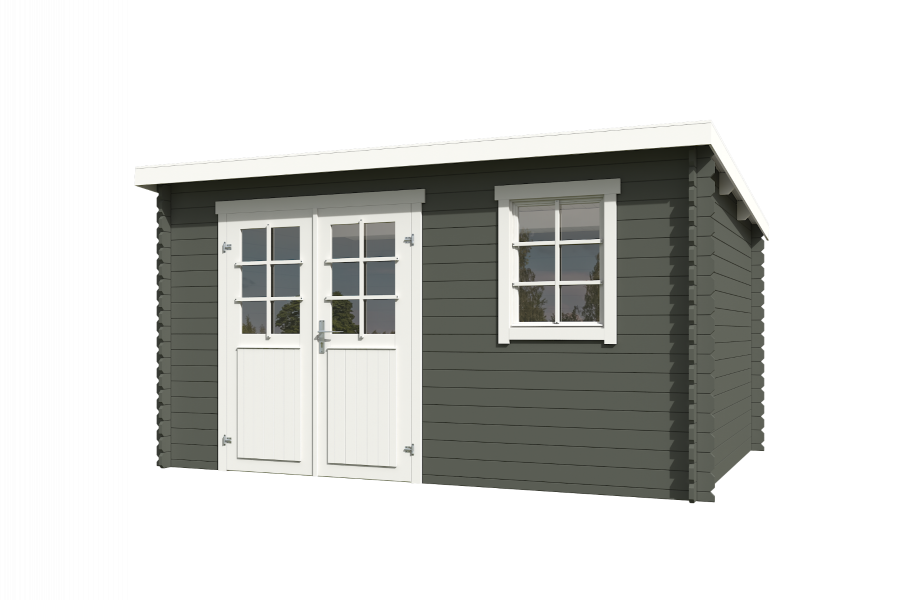 Outdoor Life Amira Blokhut 400x295 cm 28 mm vuren Green Grey-Wit gecoat