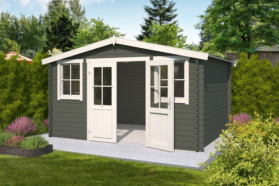 Blokhut Dallas 376x292 cm - Green Grey-Wit gecoat main