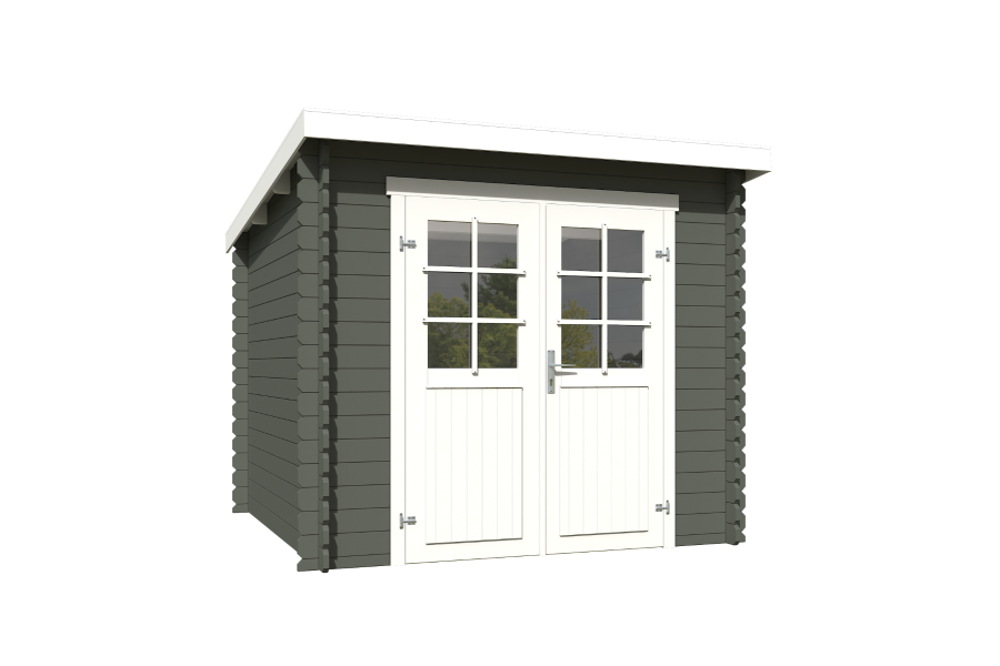 Outdoor Life Indi Blokhut 250x250 cm 28 mm vuren Green Grey-Wit gecoat