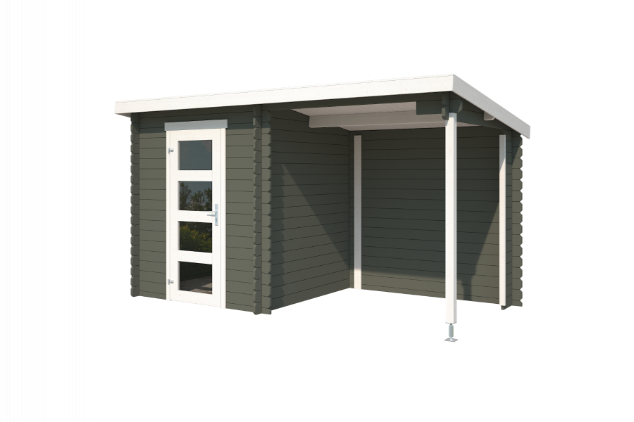 Outdoor Life Jelle Blokhut 390x195 cm 28 mm vuren Green Grey-Wit gecoat