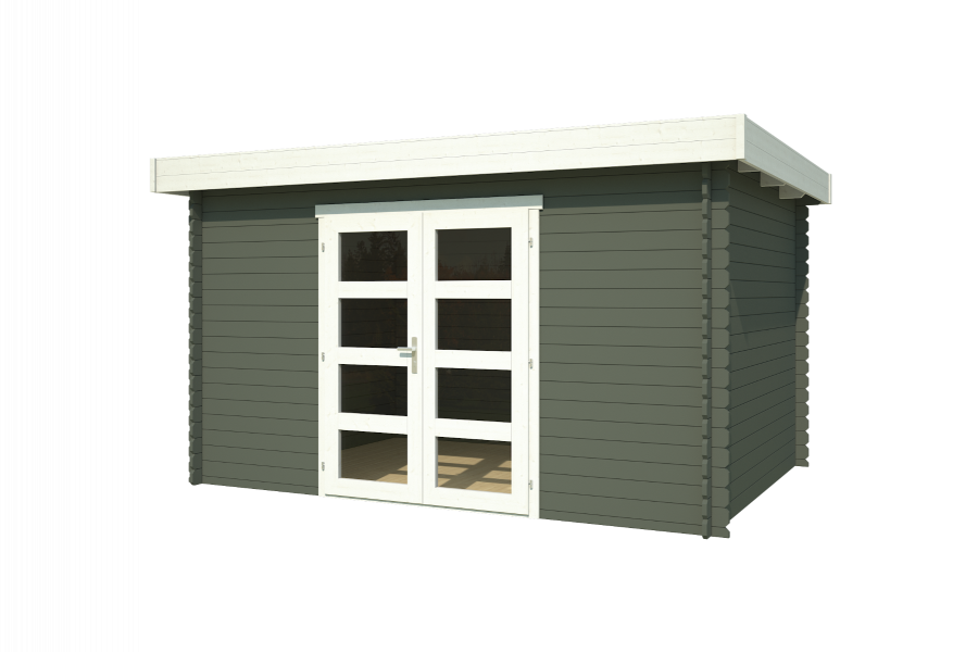 Blokhut Mikkel 380x275 cm - Green Grey-Wit gecoat second