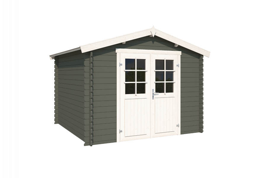 Outdoor Life Norah Blokhut 295x295 cm 28 mm vuren Green Grey-Wit gecoat