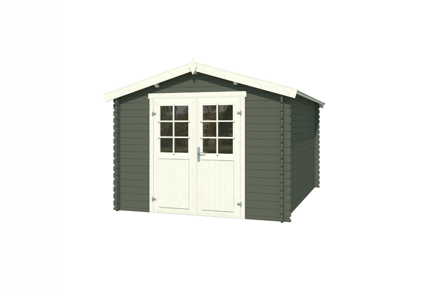 Outdoor Life Norah Blokhut 295x380 cm 28 mm vuren Green Grey-Wit gecoat