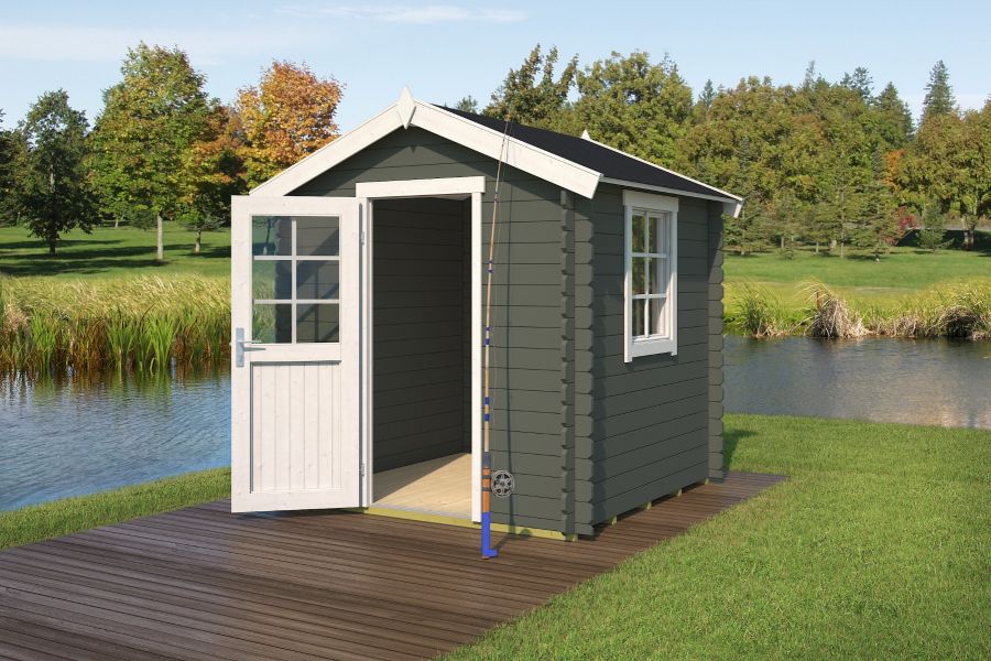 Blokhut Wels 200x200 cm - Green Grey-Wit gecoat main