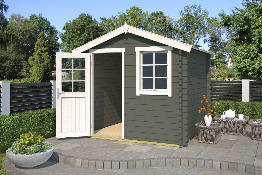 Blokhut Wels 230x230 cm - Green Grey-Wit gecoat main