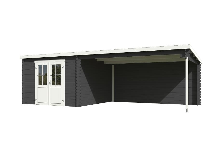 Outdoor Life St. Louis Blokhut 701x312 cm 28 mm vuren Carbon Grey-Wit gecoat