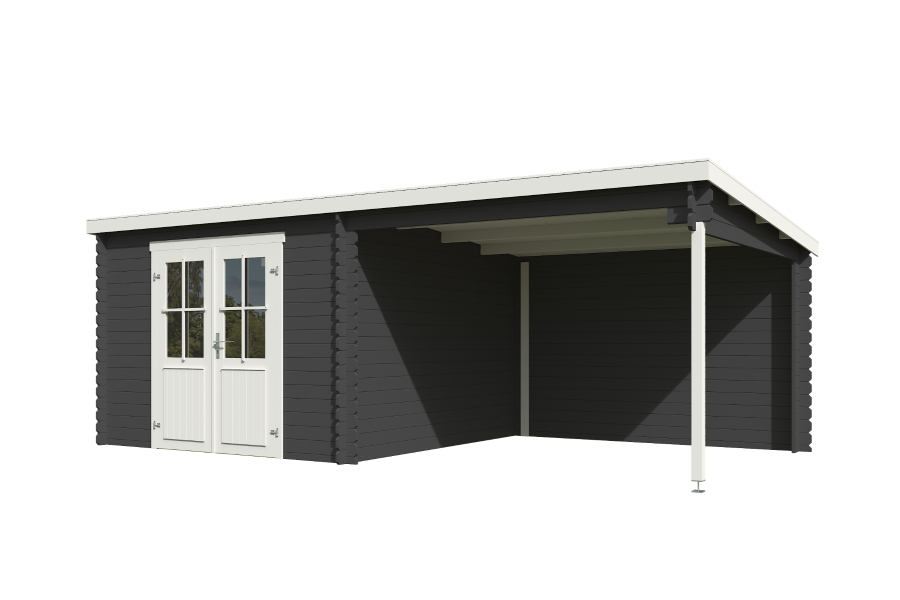 Outdoor Life Orlando Blokhut 601,2x312 cm 28 mm vuren Carbon Grey-Wit gecoat