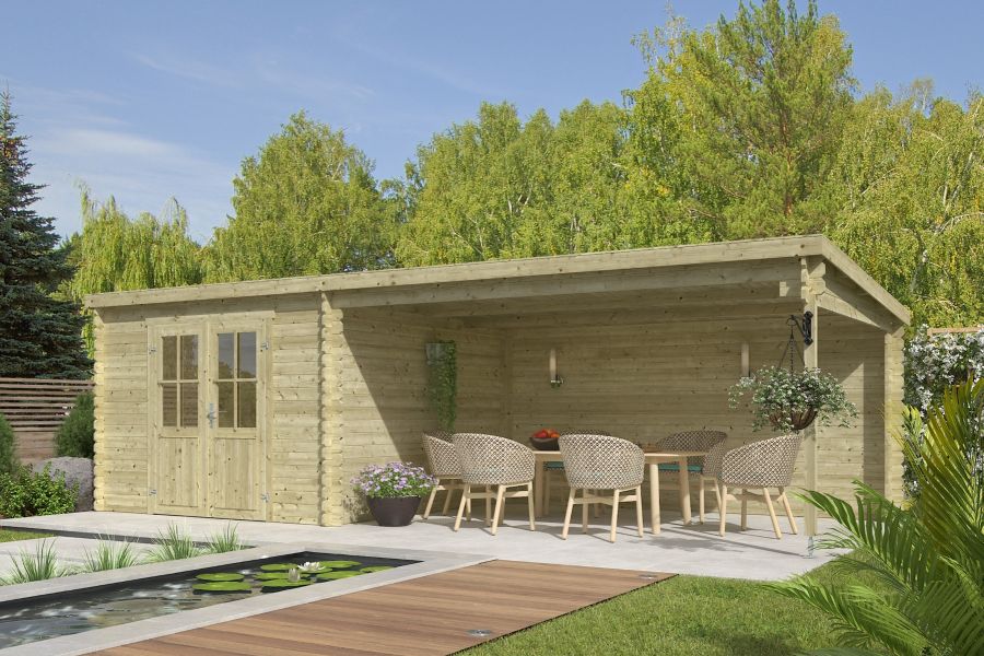 Outdoor Life St. Louis Blokhut 681x292 cm 28 mm vuren Groen geïmpregneerd