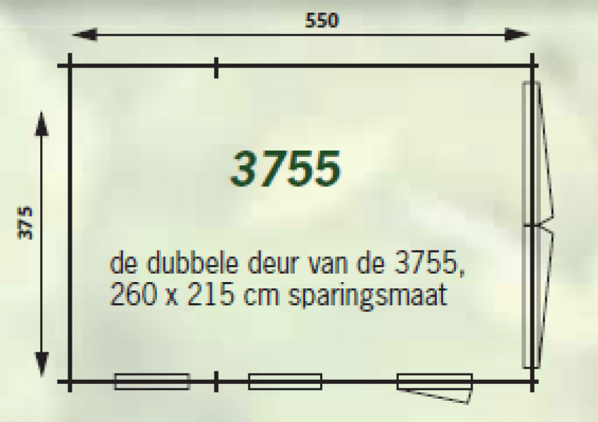 Garage 3755 S 375x550 cm - zadeldak - Gecoat