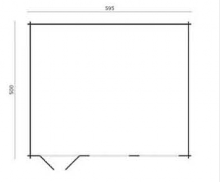 Tuindeco Tova Blokhut 595x500 cm + luifel 75 cm 44 mm vuren honing geïmpregneerd