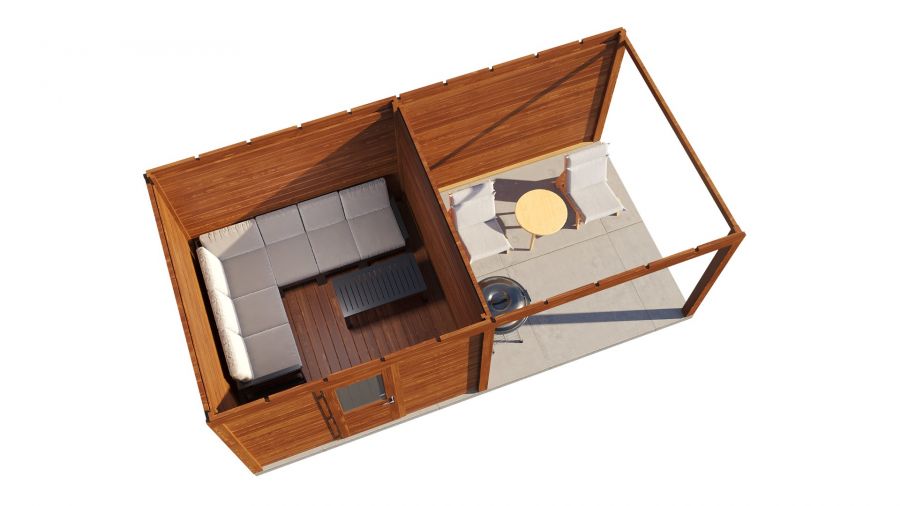 Lugarde Select Modern tuinhuis met overkapping Nunspeet 300x300cm + 300cm - Bruine olie