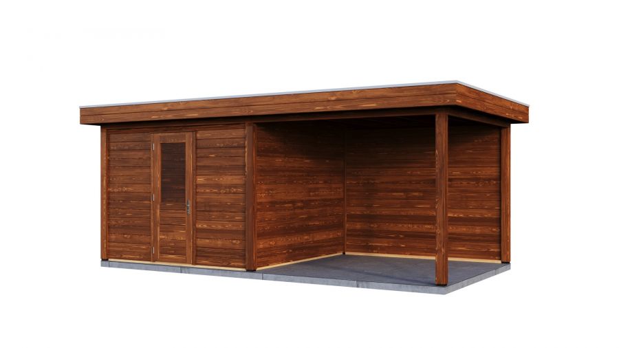 Lugarde Select Modern tuinhuis met overkapping Nunspeet 300x300cm + 300cm - Bruine olie