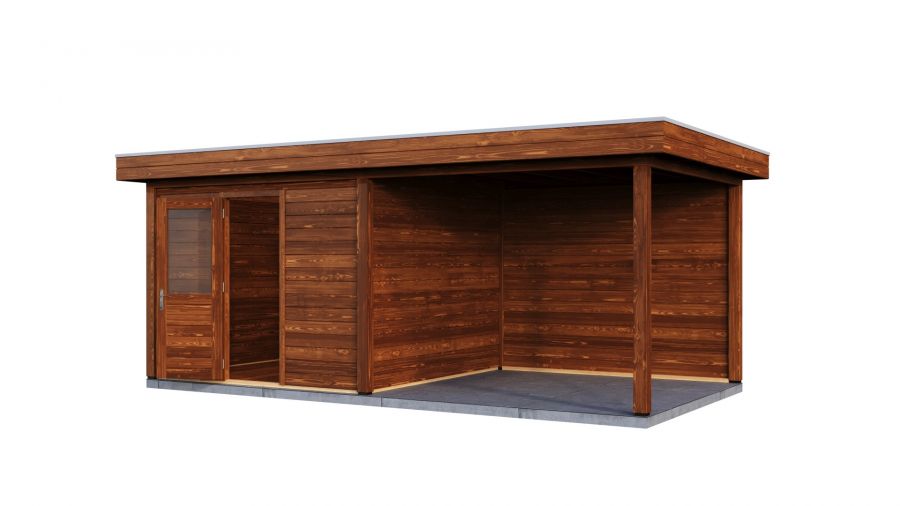 Lugarde Select Modern tuinhuis met overkapping Nunspeet 300x300cm + 300cm - Bruine olie