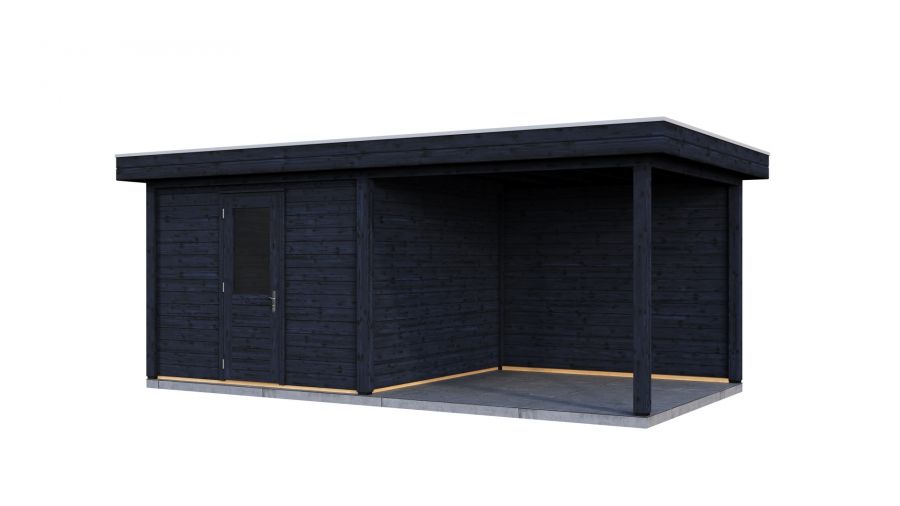 Lugarde Select Modern tuinhuis met overkapping Nunspeet 300x300cm + 300cm - Zwarte olie