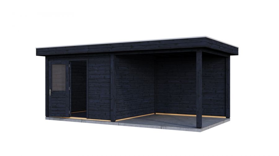 Lugarde Select Modern tuinhuis met overkapping Nunspeet 300x300cm + 300cm - Zwarte olie