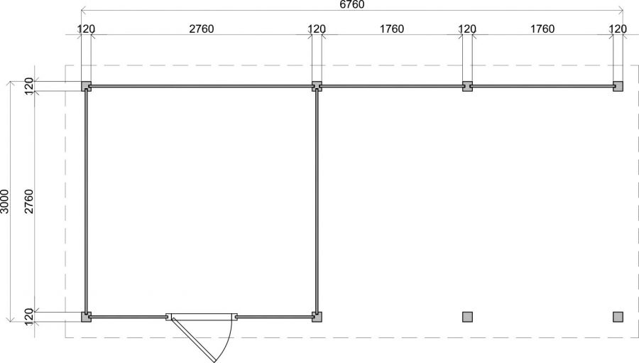 Lugarde Select Modern tuinhuis met overkapping Lelystad 300x300cm + 400cm - Bruine olie