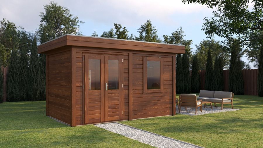 Lugarde Select Modern tuinhuis Breda 388x250cm - Bruine olie