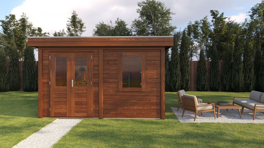Lugarde Select Modern tuinhuis Breda 388x250cm - Bruine olie