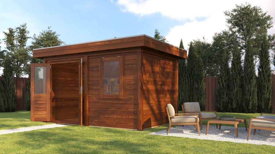 Lugarde Select Modern tuinhuis Breda 388x250cm - Bruine olie
