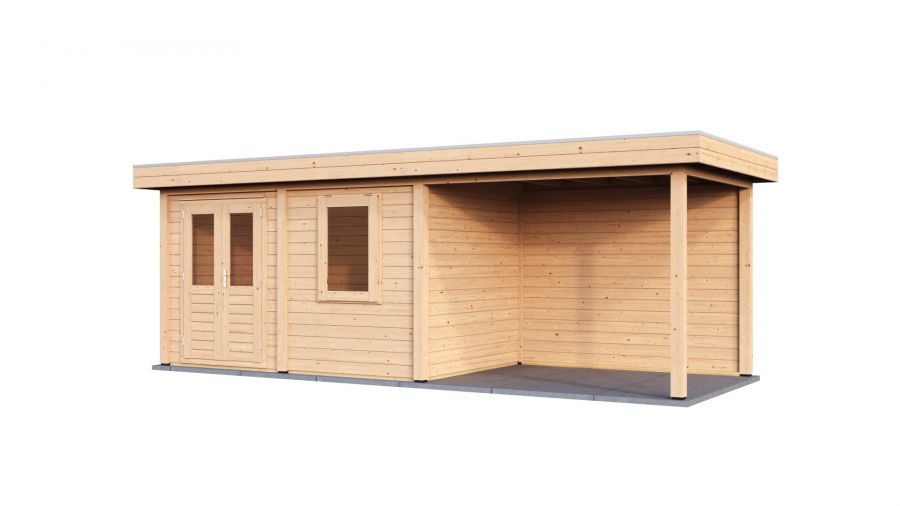 Lugarde Select Modern tuinhuis met overkapping Neerkant 388x250cm + 300cm - Onbehandeld
