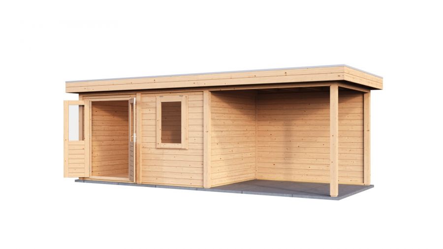 Lugarde Select Modern tuinhuis met overkapping Neerkant 388x250cm + 300cm - Onbehandeld