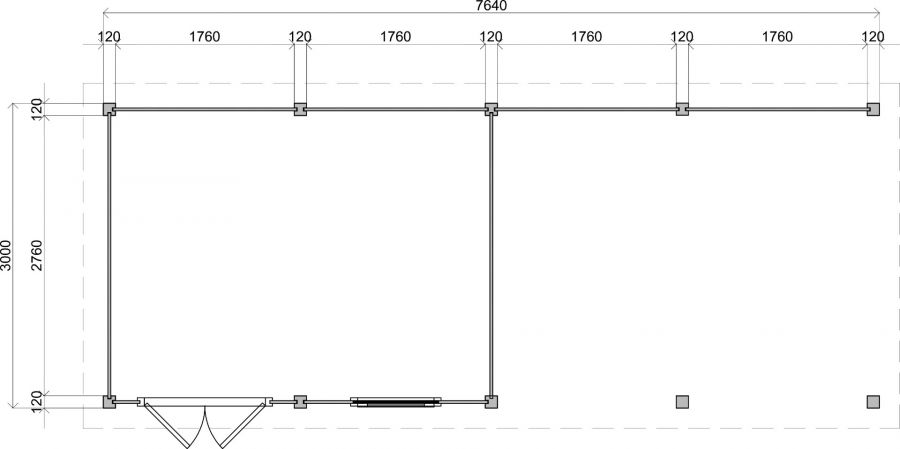 Lugarde Select Modern tuinhuis met overkapping Zutphen 388x300cm + 400cm - Onbehandeld