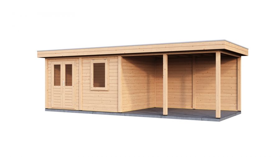 Lugarde Select Modern tuinhuis met overkapping Zutphen 388x300cm + 400cm - Onbehandeld