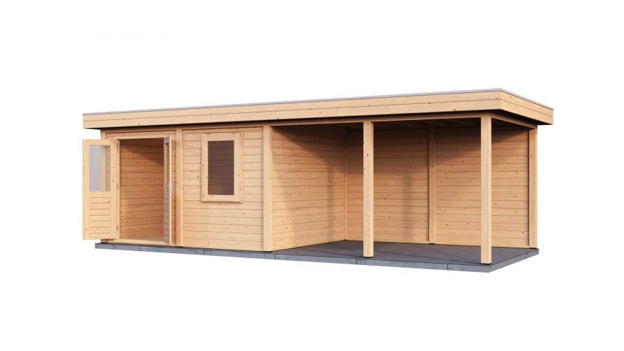 Lugarde Select Modern tuinhuis met overkapping Zutphen 388x300cm + 400cm - Onbehandeld