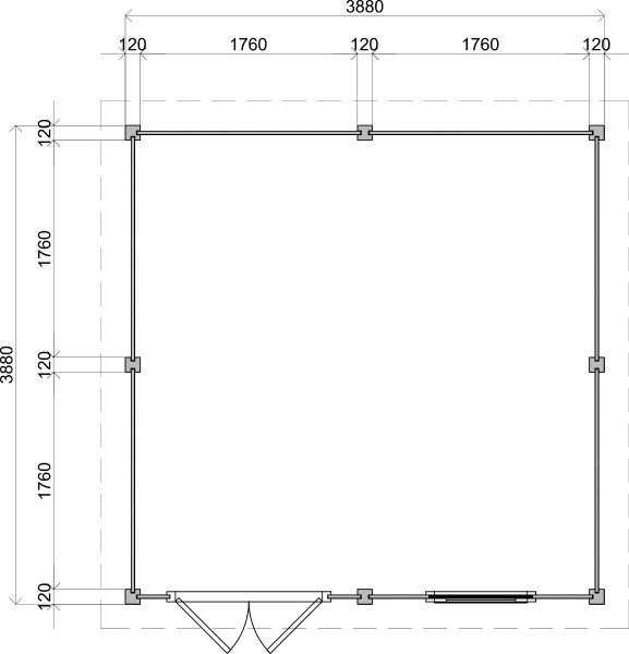 Lugarde Select Modern tuinhuis Rotterdam 388x388cm - Zwarte olie
