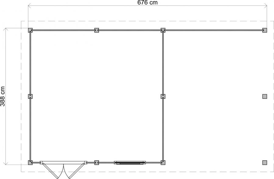 Lugarde Select Almere Modern tuinhuis 388x388cm + overkapping 300 cm 28 mm vuren bruin geolied