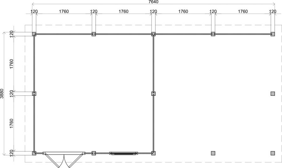 Lugarde Select Modern tuinhuis met overkapping Amstelveen 388x388cm + 400cm - Onbehandeld