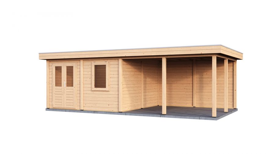 Lugarde Select Modern tuinhuis met overkapping Amstelveen 388x388cm + 400cm - Onbehandeld