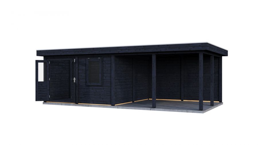Lugarde Select Modern tuinhuis met overkapping Amstelveen 388x388cm + 400cm - Zwarte olie