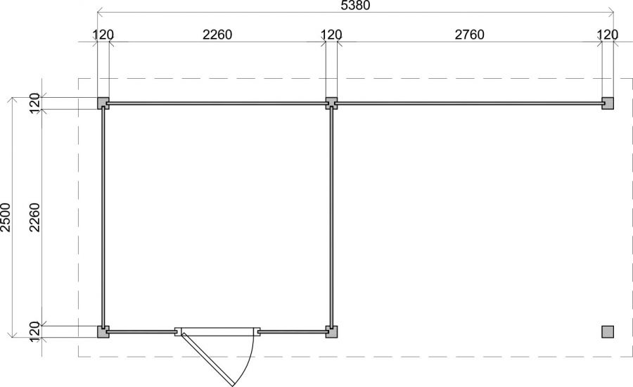 Lugarde Select Modern tuinhuis met overkapping Vught 250x250cm + 300cm - Zwarte olie