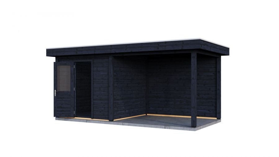 Lugarde Select Modern tuinhuis met overkapping Vught 250x250cm + 300cm - Zwarte olie