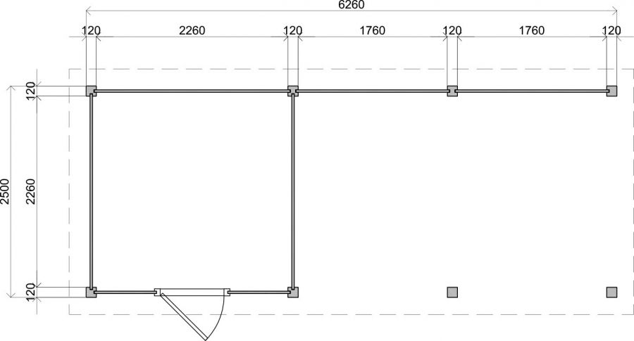 Lugarde Select Modern tuinhuis met overkapping Dordrecht 250x250cm + 400cm - Zwarte olie