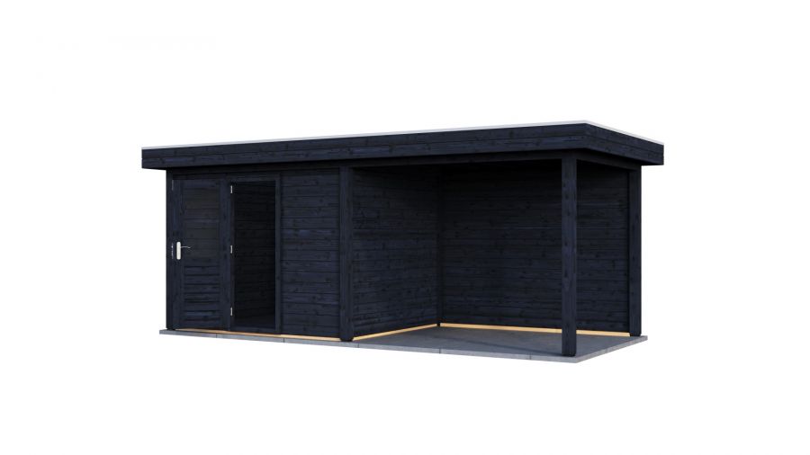 Lugarde Select Modern tuinhuis met overkapping Tilburg 300x250cm + 300cm - Zwarte olie