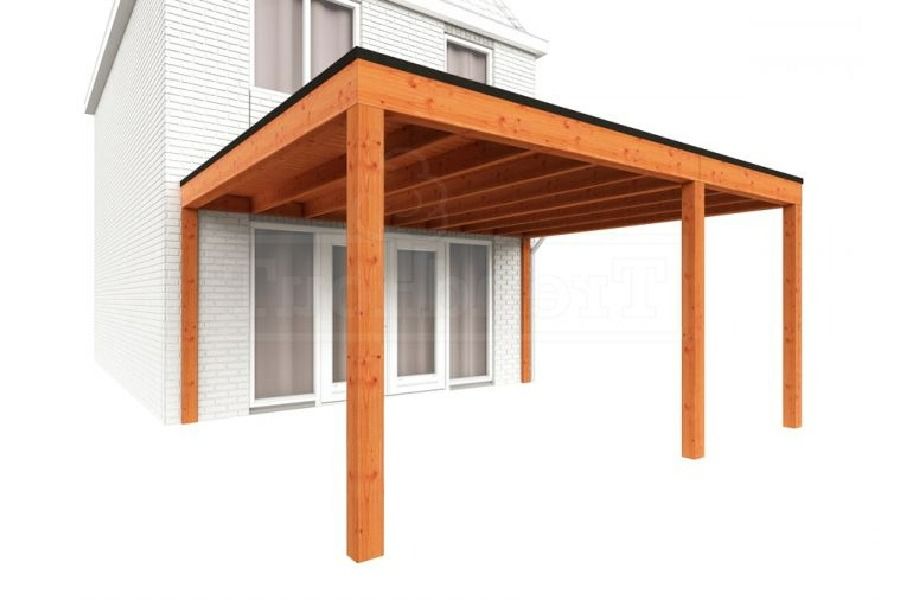 Trendhout Aanbouwveranda Modena 485x485 cm - model rechts