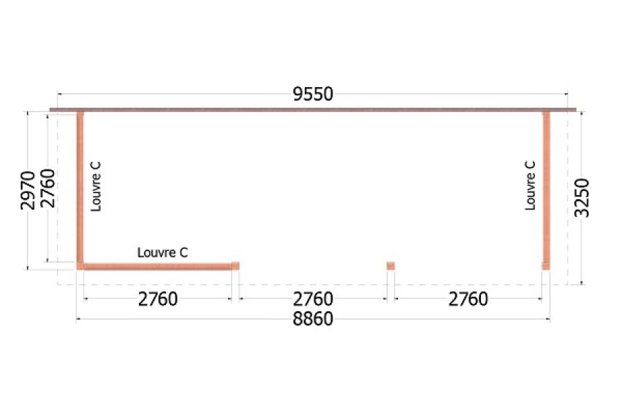 Plattegrond aanbouwveranda Lucca