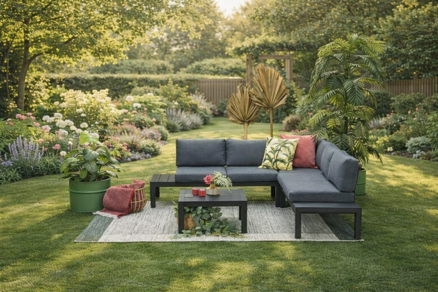 Garden Impressions Adelaide loungeset 4-delig carbon black/ mystic grey - Showmodel Numansdorp, Strijen, Amersfoort en Wommelgem