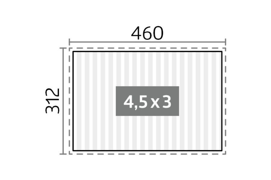 Plattegrond Biohort aluminium pergla 4,5 x 3 meter